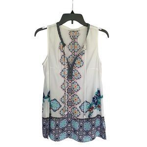 Daniel Rainn White Sleeveless Graphic Tunic